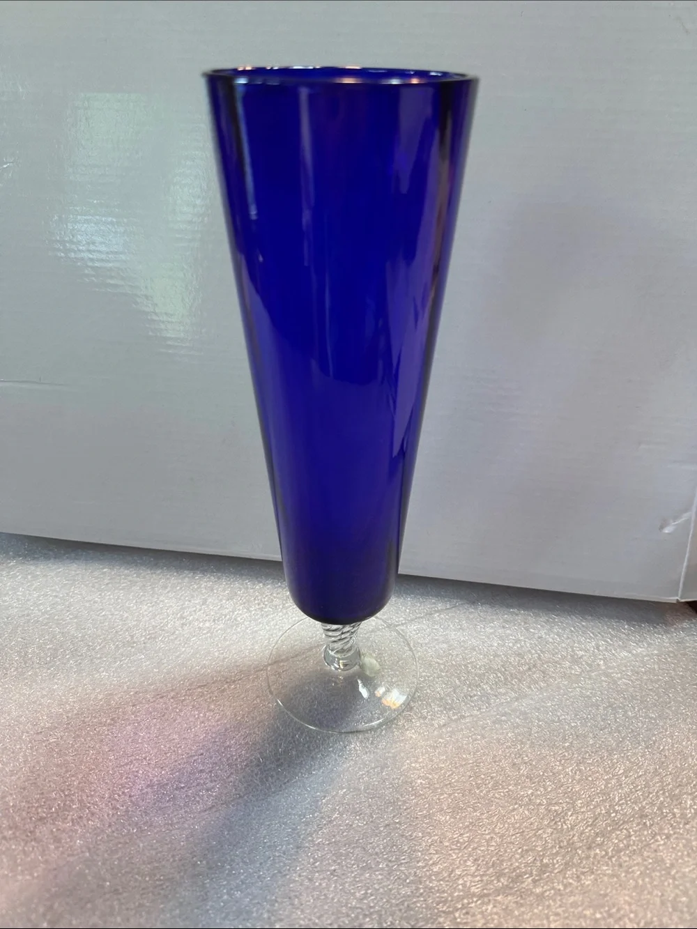 Vintage Cobalt Blue Flared Trumpet Shape Vase